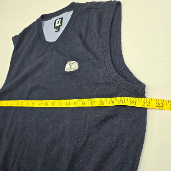 FootJoy Men's Blue Solid Wool FJ Vest Golf Preppy Stretch Adult Size L - Picture 8 of 9